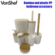 Vonshef  Bamboo and plastic PP Fashionable Bathroom Accessories Set for Hotel Household