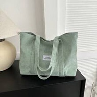 Lightweight, Portable, Classic, Casual Corduroy Large Capacity Solid Color Simple Tote Bag For Teen 