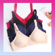 Women Bra Plus Size Full Cup 34~46 BCD Wireless Bra Thin Sponge Baju Dalam Wanita Bra Tanpa Besi Col