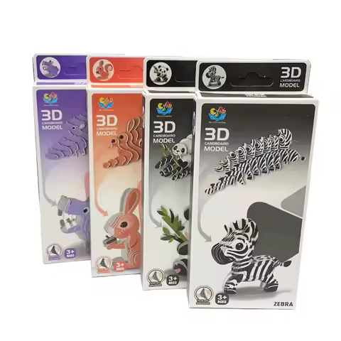 Children's 3D Puzzle Kindergarten Animal Puzzle Panda Squirrel Zebra Hippo Intelligence Early Educat