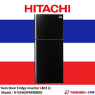 Hitachi Twin Door Fridge Inverter Dual Fan Cooling - Black/5-Star (403 L) R-VX460PM9(BBK)