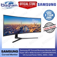 Samsung 49" Curved Business Monitor With Super Ultra-Wide Screen LC49J890DKEXXS, VA Curved Panel, 144Hz, 3840 x 1080