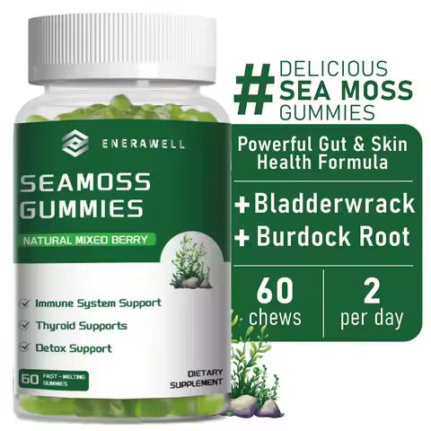 Sea Moss Gummies, Irish Sea Moss with Bladderwrack Burdock Root Elderberry & Black Cumin Seed Oil, D
