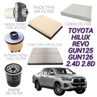(SET) FILTER TOYOTA HILUX REVO GUN125 GUN126 2.4D 2.8D ENGINE OIL FILTER AIR DIESEL FUEL AIR COND CA