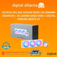 OCYPUS CPU AIO COOLER DELTA L36 (360MM RADIATOR + 3X 120MM ARGB FANS + DIGITAL DISPLAY) WHITE 3Y