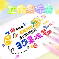 6pcs 3D Jelly Pen Color Gel Pen Juice Pen Highlighter Student DIY Decorative Graffiti Pen School Stationery Supplies