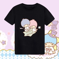 Littletwinstars Gemini Joint Cartoon Related Short Sleeve T-shirt Soft Girl Student Loose Couple Out