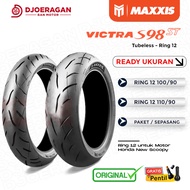 A PAIR OF MAXXIS VICTRA CT MOTORCYCLE TIRES Ring 12 SIZES 100/90 110/90 AND 130/80-12 TUBELESS STYLO