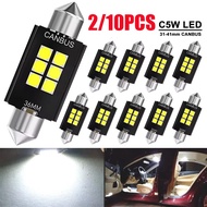 2/10PCS 600LM Super Bright C10W C5W LED Bulb Festoon 31/36/39/41mm LED CANBUS 12V 6500K Car Interior