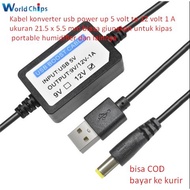 Usb power up converter cable 5 VOLT to 12 VOLT 1 A size 21.5 x 5.5 mm regular giunakan for portable 