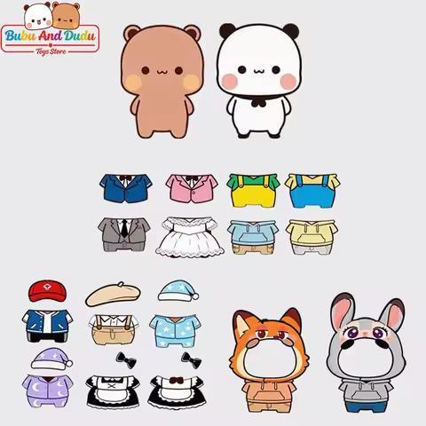 DIY Outfit Change Panda Bubu And Yier Refrigerator Magnets , Cute Panda Bubu And Dudu Cartoon Magnet