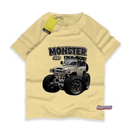 MERAH Superzie Monster Jeep Vehicle Boys' T-Shirt cream Red army Ages 4-12 Years Print DT42