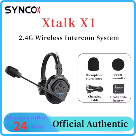 SYNCO Xtalk X1 2.4G Full-Duplex Wireless Intercom System Communication Headset With Battery Noise Re