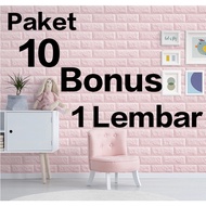 PAKET 10 LEMBAR BONUS 1 LEMBAR!!! WALLPAPER DINDING 3D FOAM MOTIF BATU BATA DAN SERAT KULIT JERUK CO
