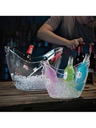 塑料冰桶,配有壓克力及勺子,適用於酒吧,透明的酒桶,適合冰鎮香檳或啤酒 (8l,4l)