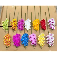 (7 flowers) - Artificial Flowers - Rubber Phalaenopsis Orchids 7 Wet flowers, spotted stems, Vase De