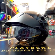 KISS *PSB APPROVED GLOSS BLACK HALF CAP HELMET