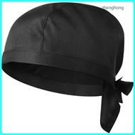 🍳 1Pack Adult Apron Cooking Cap Black with Adjustable Ribbon for Chefs 11.8x7.9x4.7in