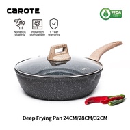 【In stock】Carote Granite Non Stick Deep Frying Pan Skillet Saute Pan  Fry Pan with Ergonmic handle E