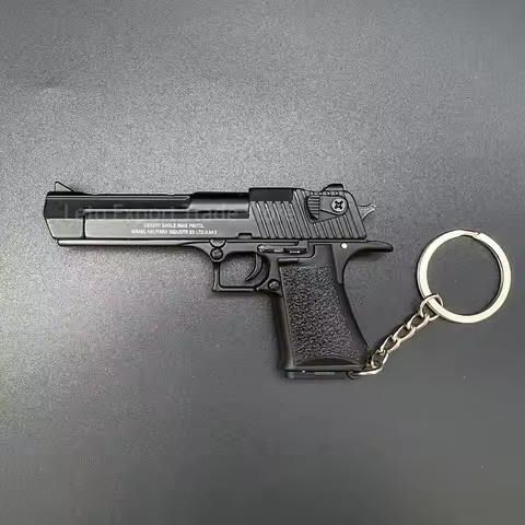 1:3 Scale Black Desert Eagle Keychain, Alloy Gun Model with Detachable Magazine, Movable Slide, Coll