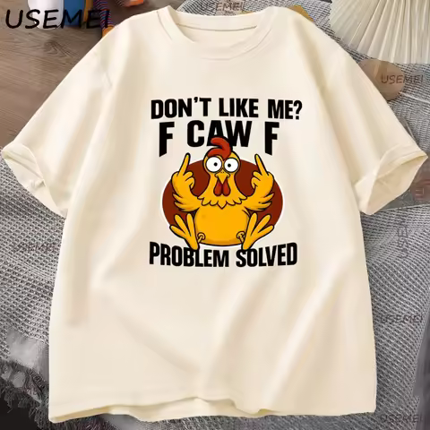 Funny Chicken Meme T-shirt for Men Women F Caw F Tshirt Casual Cotton Short Sleeve Round Neck T Shir