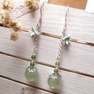 純銀設計耳環 橄欖石+新疆碧玉+葡萄石(耳勾)