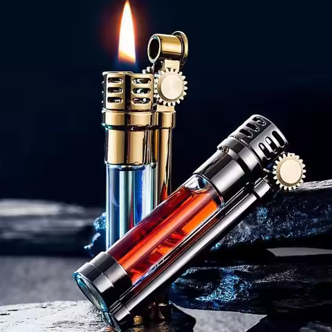 Zorro Transparent Fuel Tank Metal Kerosine Lighter Creative Retro Grinding Wheel Portable Cigarette 
