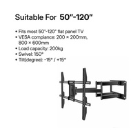 Public 50 - 120 Inch TV Bracket H6 Wall Mount TV Bracket Retractable Full Motion Cantilever Mount