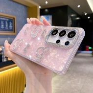 IMD Laser Pattern Phone Case For Samsung 24 25 FE Plus Ultra Fashion Kitty Cat Micky Diamonds Protec