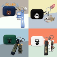 For EarFun Air2 NC Case Cartoon Piggy Shark Keychain Pendant EarFun Air2 NC Silicone Soft Case Shock