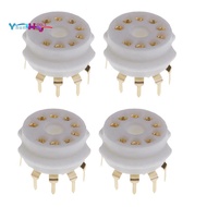 4PCS Ceramic 9 Pin Gold PCB Vacuum Tube Socket for 12AX7,12AT7,12AU7,ECC83,ECC82,E88CC, 6922 ,6p1
