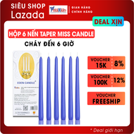 [Hộp 6 nến] Nến thơm taper Miss Candle FTRAMART EDC2331 (Xanh dương) cao 25 cm phù hợp tất cả các ch