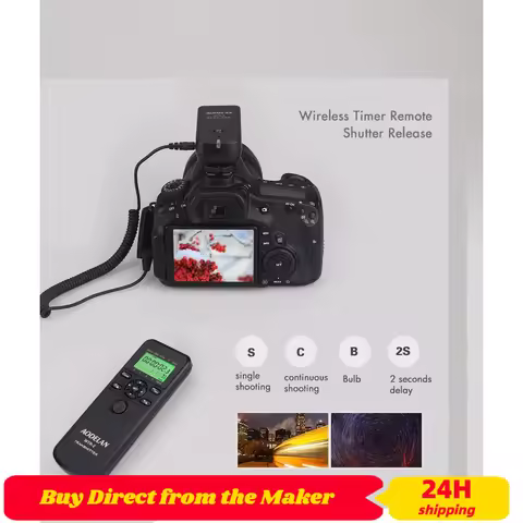 AODELAN WTR-2 Wireless Timer Remote Camera Shutter Release (Bulb, Delay, Single, Continuous Shooting