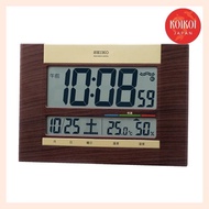 Seiko Clock SQ440B Digital Calendar Radio Wave Wall and Desk Clock with Wooden Frame 18×26×2.2cm