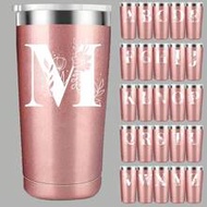 1pc, A-Z Letter Flower 20oz Coffee Mug Tumbler For Office And Home, Alphabet Coffee Cup, Birthday Gi