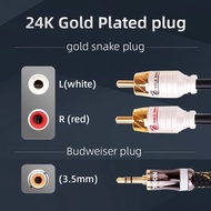 Canare RCA Cable HiFi Stereo 3.5mm to 2RCA Audio Cable AUX RCA Jack 3.5 Y Splitter for Amplifiers Au