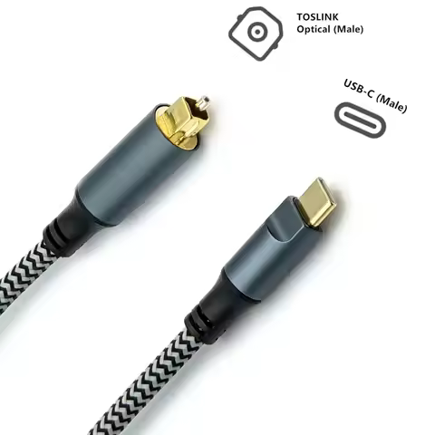 Braided USB C to Optical Audio Cable 3Ft USB C to Toslink Optical Cable with Gold-Plated Connector f