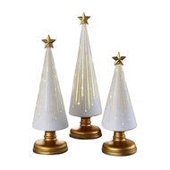 Twinkle Light Christmas Tree Illuminated Starry Night Resin Christmas Tree Ornament for Holiday Bedr