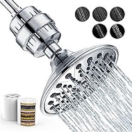 EMBATHER Shower Head With 20 Stage shower Filter -6 Settings Filtered Shower head for hard water,2 PCS Water Softener Filter Cartridge for Remove Chlorine and Harmful Substances