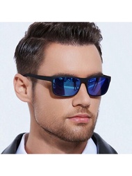 1入男士時尚方形偏光太陽眼鏡，適用於戶外、駕駛、釣魚、旅行裝飾，豪華設計師品牌，具有UV400保護、防眩光、復古鏡面眼鏡休閒風