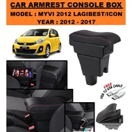 Myvi Lagi Best Icon Car Arm Rest 3 USB Port Armrest Console Storage Box Tempat Letak Tangan