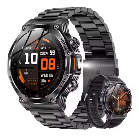 AK82 Smart Watch 1.8" Flashlight Outdoors Multi-Sports Fitness Tracker Men BT Wireless Calling 800Ma
