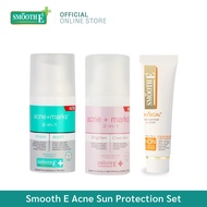 Smooth E Acne Sun Protection Set - เซ็ตบำรุงผิวหน้า ปกป้องผิวจากแสงแดด สีเบจ SPF 50+ PA+++ พร้อมโฟมล