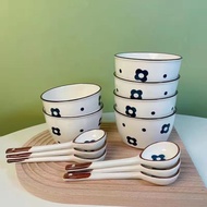 Japanese Style Eating Bowl Household Set ins Style Specially Beautiful Bowl Plate Rice Bowl Ceramic 