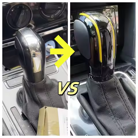 1PCS black baking paint with leather shift handle gear side cover DSG logo for VW Golf 6 7 R GTI Pas