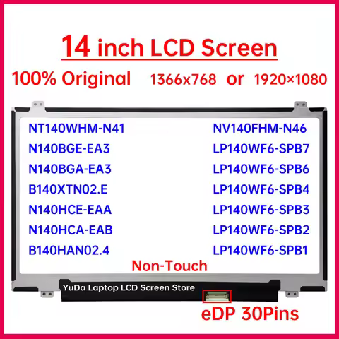 14" LCD Screen For Lenovo ThinkPad T460 T460p T460s T470 T470p T470s T480 T480s L460 L470 L480 L490 