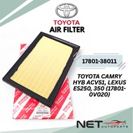 TOYOTA ENGINE AIR FILTER CAMRY HYB ACV51, LEXUS ES250, 350 (17801-38011)