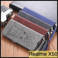 【萌萌噠】OPPO Realme X3 X50 可愛彩繪保護殼 招財貓 復古側翻皮套 可磁扣 插卡 支架 皮套 手機套