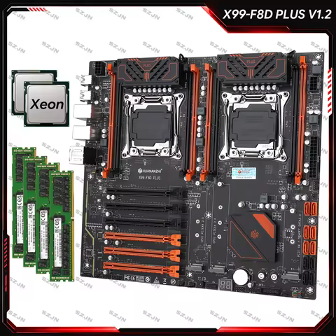 HUANANZHI X99 F8D PLUS E5 XEON V3 V4 Dual CPU Motherboard Combo kit Support DDR4 RECC MAX 512GB 16 M