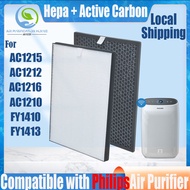 Original and Authentic】Replacement Compatible with Philips AC1215/20/AC1212/AC1216/AC1210 FY1410/FY1413 Filter Authentic Original HEPA&amp;Active Carbon filter Air Purifier Accessories